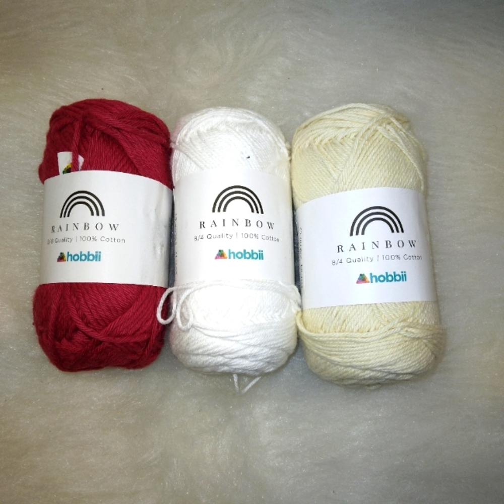YARN Hobbii 100% cotton yarn, three 50g skeins